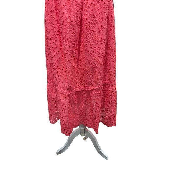 Betsy Johnson Paradise Pink On/Off Shoulder Cotton Eyelet Midi, M - Picture 10 of 15